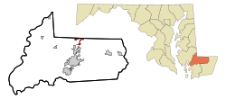 Wicomico County Maryland Incorporated and Unincorporated areas Delmar Highlighted